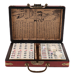 Mahjong Antique Chinois Standard 144 Mahjong Chinese Jeu avec Boîte de Rangement en Bois