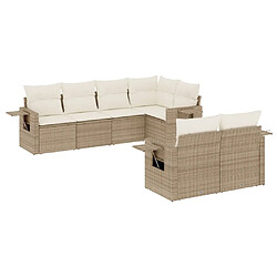 Maison Chic Salon de jardin avec coussins 7 pcs, Ensemble Tables et chaises de jardin, beige résine tressée -GKD190412