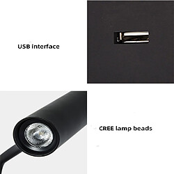 Acheter Universal Applique murale 3W lit tête de lit lumière de lecture LED 5V 2.1A chargeur USB interrupteur Hôtel tête de lit lampe murale lampe | LED lampe murale intérieure (lampe thermique)