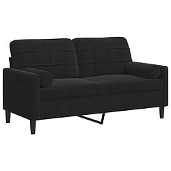 vidaXL Canapé 2 places avec oreillers décoratifs noir 140 cm velours