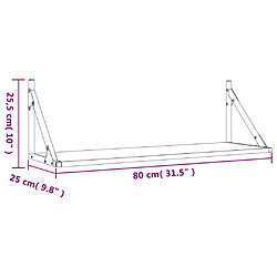 vidaXL Étagères murales 2 pcs noir 80x25x25,5 cm bois d'ingénierie pas cher