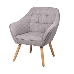 Toilinux Fauteuil Oly en tissu avec Pieds en bois - Gris clair