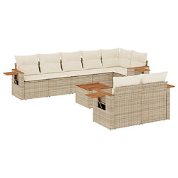 vidaXL Salon de jardin avec coussins 9 pcs beige résine tressée