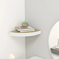 Maison Chic Étagère d'angle murale,Etagère de rangement flottante Chêne et blanc 25x25x3,8 cm MDF -MN10832