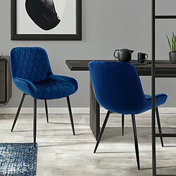 Chaise de salle à manger Lot de 2 bleu foncé en velours et acier incl. dossier et accoudoirs ML-Design ML-Design Lot de 2 Chaises de Salle à Manger - Bleu Foncé - Style Rétro - Assise Rembourrée Aspect Velours - Pieds en Métal Noir - Dossier et Accoudoirs - Fauteuil Moderne Salon/Bureau/Chambre/Cuisine