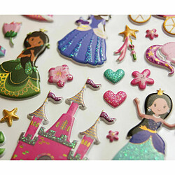 Youdoit Autocollants réutilisables - Relief 3D - Princesses - Paillettes