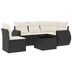 vidaXL Salon de jardin 6 pcs avec coussins noir résine tressée