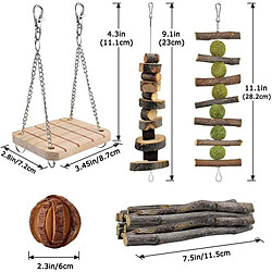 Avis 12x Hamster Jouets À Mâcher, en Bois naturel Guinée Porcs Rats Chinchillas Jouets Haltères Exercice Cloche Rouleau Soins Des Dents Molaire Jouet Lapin