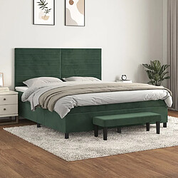 vidaXL Sommier à lattes de lit et matelas Vert foncé 180x200cm Velours 