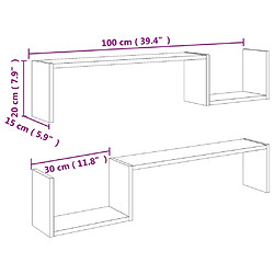 vidaXL Étagères murales 2 pcs chêne sonoma 100x15x20cm bois ingénierie pas cher