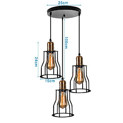 Stoex Rétro Suspension Industrielle Lustre Abat jours forme Cage Métal Style Vintage E27 pour Restaurant Chambre Salon Décoration Noir pas cher