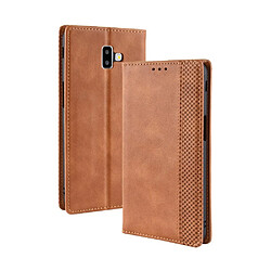 Etui en PU style vintage auto-absorbé marron pour votre Samsung Galaxy J6 Plus