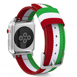 Shot Bracelet Nylon 42/44mm pour IWATCH Serie 2 APPLE Confortable Sport Tissu (VERT/BLANC/ROUGE)