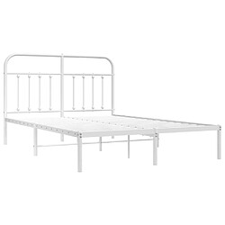 Maison Chic Lit adulte 140x200cm- Cadre de lit métal avec tête de lit pour chambre blanc -MN14983 pas cher