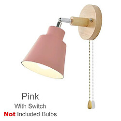 Universal Intérieur nordique Lampe murale en bois côté lit 27 chambre couloir 47 lampes murales 4 couleurs avec fermeture éclair interrupteur libre pivotant (rose)