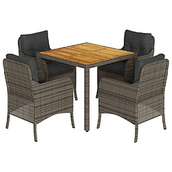 Maison Chic Ensemble à manger d'extérieur 5 pcs avec coussins,Salon de jardin gris résine tressée -GKD895478