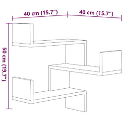 vidaXL Étagères d'angle murales 2 pcs Chêne marron 40x40x50 cm Bois pas cher