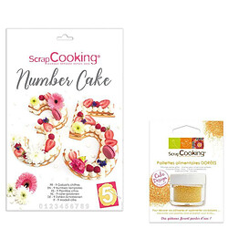 Scrapcooking Coffret Number cake + paillettes dorées 