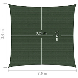 vidaXL Voile d'ombrage 160 g/m² Vert foncé 3,6x3,6 m PEHD pas cher