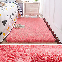 LUUCOZK Tapis moelleux en fausse fourrure, tapis à poils longs pour chambre à coucher, salon, rouge pastèque épais-80x160cm 