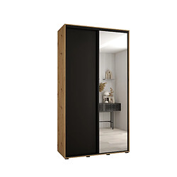 Abiks Meble Armoire à portes coulissantes Davos 3 235.2 x 130 x 60 2 portes coulissante (Chêne artisan/Noir/Noir) 