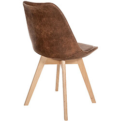 Acheter Decoshop26 Chaise de salle à manger x1 design scandinave en plastique et PVC marron et pieds en bois clair 10_0002296