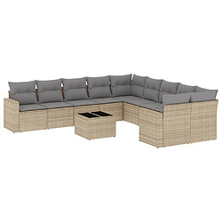 vidaXL Salon de jardin 11 pcs avec coussins beige résine tressée