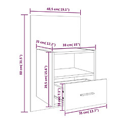 vidaXL Table de chevet murale Sonoma gris pas cher