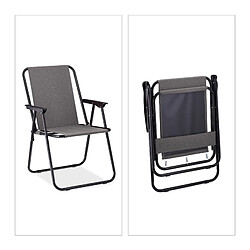 Chaise de camping pliante le picnic fauteuil en metal et textilene avec accoudoirs gris anthracite 53x55xh75cm+Sunnydays pas cher