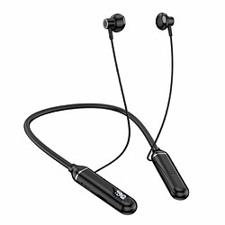 Oreillette Bluetooth Sans Fil Avec Affichage Numérique Demi-Écouteurs Intra-Auriculaires Stéréo Sport Suspendus Noir 