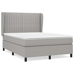 vidaXL Sommier à lattes de lit avec matelas Gris clair 140x200cm Tissu