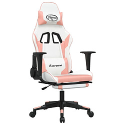 Maison Chic Chaise de jeu, Chaise gaming avec repose-pied, Fauteuil gamer,Chaise de Bureau Blanc et rose Similicuir -GKD60252