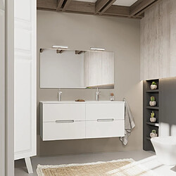 Kiamami Valentina MEUBLE DE SALLE DE BAIN BLANC ET GRIS 120CM, 4 TIROIRS, DOUBLE LAVABO | MAGNOLIA 