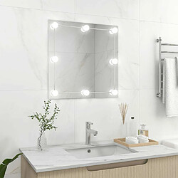 Maison Chic Miroir mural avec lampes LED | Miroir Décoration pour Maison Salle de Bain Carré Verre -GKD28234