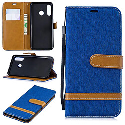 Etui en PU tissu jeans de couleur assortie bleu clair pour votre Huawei P30 Lite 