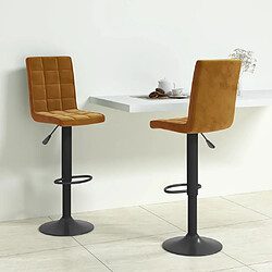 vidaXL Tabourets de bar lot de 2 marron velours 