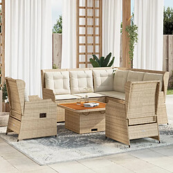 vidaXL Salon de jardin avec coussins 5 pcs beige résine tressée