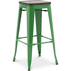 ICONIK INTERIOR Tabouret de bar - Design industriel - Bois et acier - 76 cm - New Edition- Stylix Vert