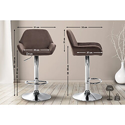 Non Lot de 2 tabourets de bar Braga velours chrome