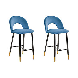 Beliani Tabouret de bar Set de 2 Velours Bleu FALTON 