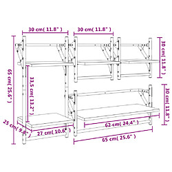 vidaXL Ensemble d'étagères murales barres 4 pcs noir bois d'ingénierie pas cher