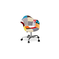 Acheter ICONIK INTERIOR Chaise de bureau avec accoudoirs - Chaise de bureau à roulettes - Tapissée en patchwork - Patty Multicolore