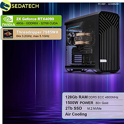 Sedatech Workstation Pro • AMD Threadripper PRO 7985WX • 2x RTX4090 • 128Go RAM • 2To SSD M.2 • sans OS