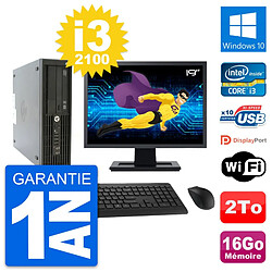 PC HP Z210 SFF Ecran 19" Intel Core i3-2100 RAM 16Go Disque 2To Windows 10 Wifi - Occasion