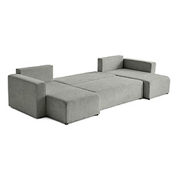 Bestmobilier Topaze - canapé panoramique en U - 7 places - convertible avec coffre - en tissu velours relief