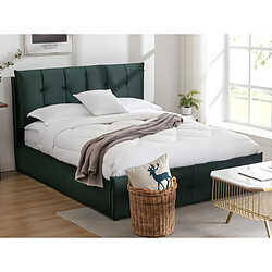 Vente-Unique Lit coffre 140 x 200 cm - Velours - Vert + Matelas - OLERIA