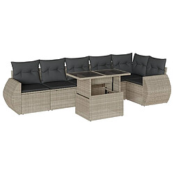 vidaXL Salon de jardin avec coussins 7 pcs gris clair résine tressée