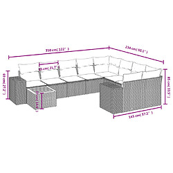 Acheter vidaXL Salon de jardin 10 pcs avec coussins noir résine tressée