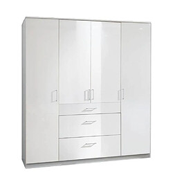 Inside 75 Armoire COOPER 4 portes 3 tiroirs largeur 179 laqué blanc / blanc 