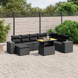 Maison Chic Ensemble Tables et chaises d'extérieur 9 pcs avec coussins,Salon de jardin noir résine tressée -GKD249627